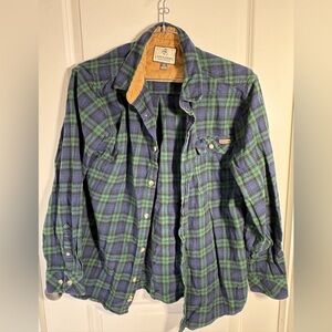 Legendary Whitetails Men's Blue and Green Plaid Shirt